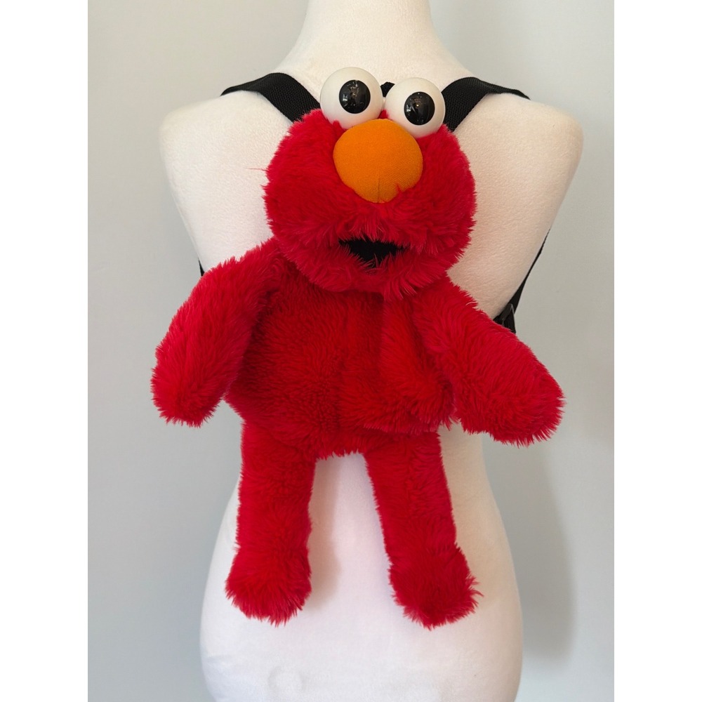 Vintage 1995 Sesame Street Tickle Me Elmo Plush Backpack Roma Kids Red 19"